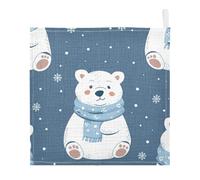 Lyeorm Cartoon Polar Bear Baby Washcloths, Soft and Absorbent Wash Cloths, Baby Bath Towel, Face Towel for Newborns, Infants, 5 Pack, 12x12 inches