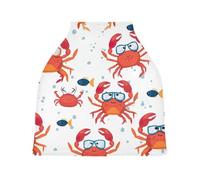 Lyeorm Cartoon Red Crabs Car Seat Covers for Babies Breathable Nursing Breastfeeding Cover Multi-Use Infant Carseat Canopy and Stroller Cover for Boys Girls