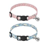 Lyeorm Cat Faces Clouds and Moon Dog Collar 2 Pack Pet Cat Collar with Bells & Adjustable Buckle for Small Dogs Cats