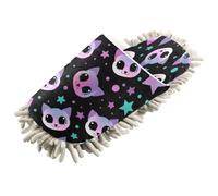 Lyeorm Cat Skulls Microfiber Cleaning Slippers Washable Floor Mop Slippers Men and Women House Dusting Slippers - L