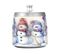 Lyeorm Cheerful Snowman Ashtray with Lid for Cigarette, Stainless Steel Windproof Smokeless Odorless Ash Tray for Home Office Patio Outdoor