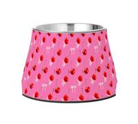 Lyeorm Cherries with Bows Elevated Dog Bowls, Non-Slip Stainless Steel Raised Dog Food Bowl for Small Medium Large Pet