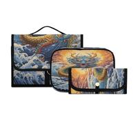 Lyeorm Chinese Dragon Toiletry Bag for Men & Women Large Makeup Cosmetic Bag with Hanging Hook Water-Resistant Travel Organizer for Toiletries Accessories