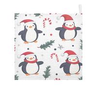Lyeorm Christmas Penguins Baby Washcloths, Soft and Absorbent Wash Cloths, Baby Bath Towel, Face Towel for Newborns, Infants, 5 Pack, 12x12 inches