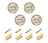 Lyeorm Classic Trucks Cabinet Knobs 4 Pack 1-1/4 inch Round Kitchen Drawer Pulls Door Handles Knobs for Dresser