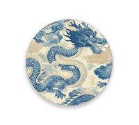 Lyeorm Coasters for Drinks Chinese Dragon Absorbent Ceramic Stone Coasters Set of 2 Round Coasters with Cork Base Coffee Table Tabletop Protection for Home Decor