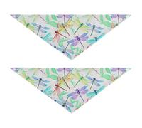 Lyeorm Colorful Dragonflies Dog Bandanas 2PCS Washable Kerchief Scarf Reversible Triangle Bibs for Small Medium Large Dogs & Pet