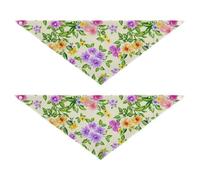 Lyeorm Colorful Flowers Dog Bandanas 2PCS Washable Kerchief Scarf Reversible Triangle Bibs for Small Medium Large Dogs & Pet