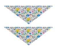 Lyeorm Colorful Flowers Dog Bandanas 2PCS Washable Kerchief Scarf Reversible Triangle Bibs for Small Medium Large Dogs & Pet