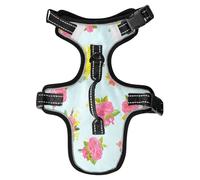 Lyeorm Colorful Flowers Dog Harness Adjustable Soft Oxford Pet Vest No Pull Reflective Dog Vest Harness with Handle for Walking Training, S