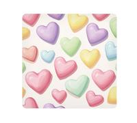 Lyeorm Colorful Hearts Self-Adhesive Magic Cloth Makeup Bag Portable Cosmetic Bag Protective Wrap for Laptop Camera Lens, 13.8 X 13.8 Inch