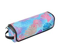 Lyeorm Colorful Tropical Leaves Hair Tools Travel Bag Portable Hair Accessory Organizer with Heat Resistant Mat 2 in 1 Curling Iron Travel Carrying Case, Travel Essentials for Women