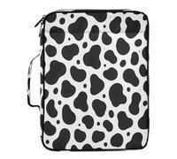 Lyeorm Cow Print Black White Accordion File Organizer with 3 Ring Binder 7 Pocket Expanding File Folders with Labels Zipper Binder Bag for Letter A4 Files, Holds 500 Sheets