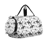 Lyeorm Cowboys Riding Horses Kids Duffle Bag, Overnight Travel Sport Gym Bags with Shoe Compartment for Boys & Girls