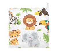 Lyeorm Cute Animal Pattern Baby Washcloths, Soft and Absorbent Wash Cloths, Baby Bath Towel, Face Towel for Newborns, Infants, 3 Pack, 12x12 inches