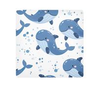 Lyeorm Cute Blue Whales Self-Adhesive Magic Cloth Makeup Bag Portable Cosmetic Bag Protective Wrap for Laptop Camera Lens, 21.7 X 21.7 Inch