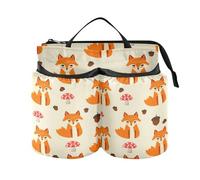 Lyeorm Cute Cartoon Foxes Luggage Travel Cup Holder Suitcase Drink Carrier Free Hand Beverage Bag with Two Coffee Mugs for Travelers Flight Attendants