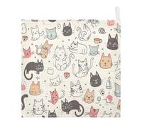 Lyeorm Cute Cat Baby Washcloths, Soft and Absorbent Wash Cloths, Baby Bath Towel, Face Towel for Newborns, Infants, 3 Pack, 12x12 inches