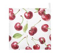 Lyeorm Cute Cherries Baby Washcloths, Soft and Absorbent Wash Cloths, Baby Bath Towel, Face Towel for Newborns, Infants, 5 Pack, 12x12 inches