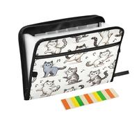 Lyeorm Cute Dancing Cats Accordion File Organizer 13 Pocket Expanding File Folder with Zipper & Labels A4 Letter Size Portable Document Organizer for Home, Office