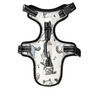 Lyeorm Cute Dancing Cats Dog Harness Adjustable Soft Oxford Pet Vest No Pull Reflective Dog Vest Harness with Handle for Walking Training, M