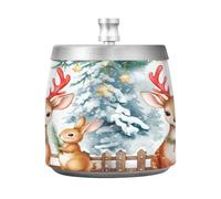 Lyeorm Cute Deer Ashtray with Lid for Cigarette, Stainless Steel Windproof Smokeless Odorless Ash Tray for Home Office Patio Outdoor
