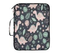 Lyeorm Cute Dinosaurs Accordion File Organizer with 3 Ring Binder 7 Pocket Expanding File Folders with Labels Zipper Binder Bag for Letter A4 Files, Holds 500 Sheets