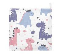 Lyeorm Cute Dinosaurs Baby Washcloths, Soft and Absorbent Wash Cloths, Baby Bath Towel, Face Towel for Newborns, Infants, 5 Pack, 12x12 inches