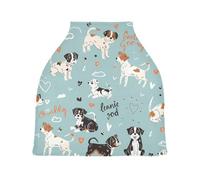 Lyeorm Cute Dog Car Seat Covers for Babies Breathable Nursing Breastfeeding Cover Multi-Use Infant Carseat Canopy and Stroller Cover for Boys Girls