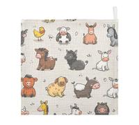 Lyeorm Cute Farm Animals Baby Washcloths, Soft and Absorbent Wash Cloths, Baby Bath Towel, Face Towel for Newborns, Infants, 5 Pack, 12x12 inches