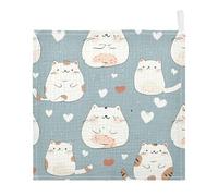 Lyeorm Cute Fat Cats Baby Washcloths, Soft and Absorbent Wash Cloths, Baby Bath Towel, Face Towel for Newborns, Infants, 5 Pack, 12x12 inches