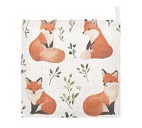 Lyeorm Cute Foxes Baby Washcloths, Soft and Absorbent Wash Cloths, Baby Bath Towel, Face Towel for Newborns, Infants, 3 Pack, 12x12 inches