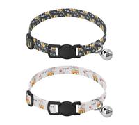 Lyeorm Cute Foxes Elephant Dog Collar 2 Pack Pet Cat Collar with Bells & Adjustable Buckle for Small Dogs Cats