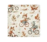 Lyeorm Cute Foxes Self-Adhesive Magic Cloth Makeup Bag Portable Cosmetic Bag Protective Wrap for Laptop Camera Lens, 17.7 X 17.7 Inch