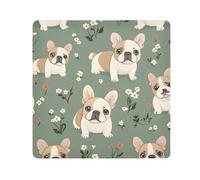 Lyeorm Cute French Dog Self-Adhesive Magic Cloth Makeup Bag Portable Cosmetic Bag Protective Wrap for Laptop Camera Lens, 13.8 X 13.8 Inch