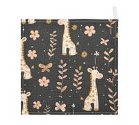 Lyeorm Cute Giraffe Baby Washcloths, Soft and Absorbent Wash Cloths, Baby Bath Towel, Face Towel for Newborns, Infants, 5 Pack, 12x12 inches