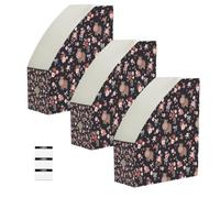 Lyeorm Cute Hippo 6 Pack Magazine File Holder Foldable Desk Storage Box for Book File Folders Vertical Magazine Organizer with Label for Home Office