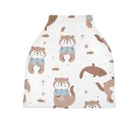 Lyeorm Cute Otter Car Seat Covers for Babies Breathable Nursing Breastfeeding Cover Multi-Use Infant Carseat Canopy and Stroller Cover for Boys Girls