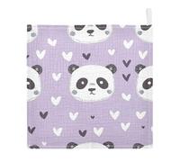 Lyeorm Cute Panda Baby Washcloths, Soft and Absorbent Wash Cloths, Baby Bath Towel, Face Towel for Newborns, Infants, 3 Pack, 12x12 inches