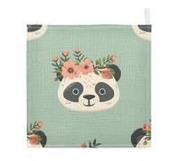Lyeorm Cute Panda Face Baby Washcloths, Soft and Absorbent Wash Cloths, Baby Bath Towel, Face Towel for Newborns, Infants, 5 Pack, 12x12 inches