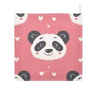 Lyeorm Cute Panda Face Baby Washcloths, Soft and Absorbent Wash Cloths, Baby Bath Towel, Face Towel for Newborns, Infants, 3 Pack, 12x12 inches