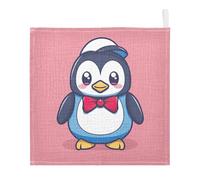 Lyeorm Cute Penguin Baby Washcloths, Soft and Absorbent Wash Cloths, Baby Bath Towel, Face Towel for Newborns, Infants, 5 Pack, 12x12 inches