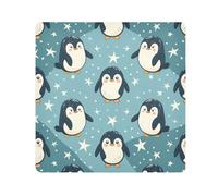 Lyeorm Cute Penguins Self-Adhesive Magic Cloth Makeup Bag Portable Cosmetic Bag Protective Wrap for Laptop Camera Lens, 17.7 X 17.7 Inch