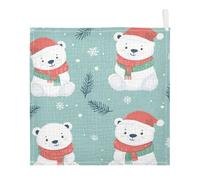 Lyeorm Cute Polar Bear Baby Washcloths, Soft and Absorbent Wash Cloths, Baby Bath Towel, Face Towel for Newborns, Infants, 5 Pack, 12x12 inches