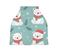 Lyeorm Cute Polar Bear Car Seat Covers for Babies Breathable Nursing Breastfeeding Cover Multi-Use Infant Carseat Canopy and Stroller Cover for Boys Girls