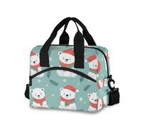 Lyeorm Cute Polar Bear Lunch Bag Reusable Insulated Lunch Box Leakproof Cooler Tote Bag with Djustable Shoulder Strap for Travel, Picnic, Office, Work