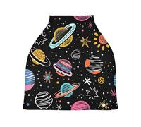 Lyeorm Cute Space Car Seat Covers for Babies Breathable Nursing Breastfeeding Cover Multi-Use Infant Carseat Canopy and Stroller Cover for Boys Girls
