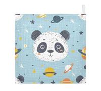 Lyeorm Cute Space Panda Baby Washcloths, Soft and Absorbent Wash Cloths, Baby Bath Towel, Face Towel for Newborns, Infants, 5 Pack, 12x12 inches