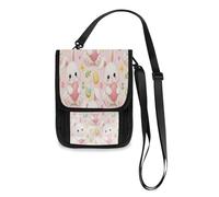 Lyeorm Cute White Rabbit Travel Neck Wallet RFID Blocking Travel Document Organizer Pouch Lightweight Passport Holder Wallet for Men and Women