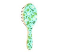 Lyeorm Daisy and Leaves Hair Brush, Natural Wooden Hairbrush for Women Men, Massage Scalp and Make Thin Long Curly Hair Smooth